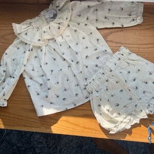 C’era Ina Volta beige floral pleated matching set 18m